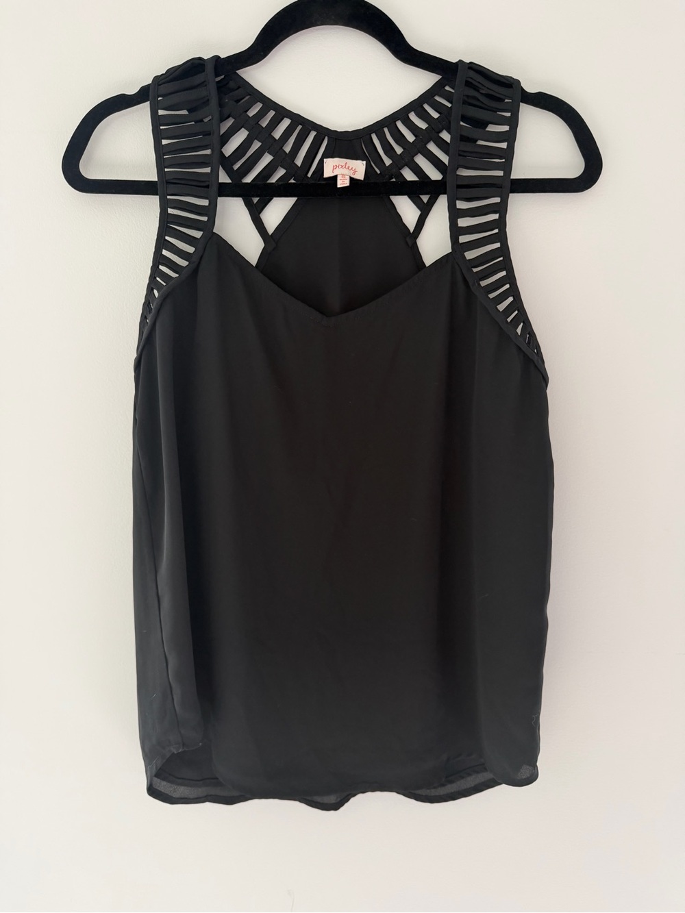 Pixley Black Strappy Cutout Back Tank